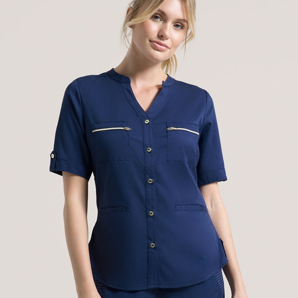 Jaanuu Jolie Button Down Scrub Top